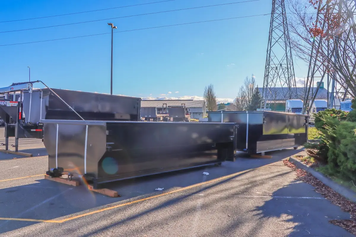 Roll-off dumpster ready for waste disposal at job site for 40 Yard Dumpster Rental in Goshen